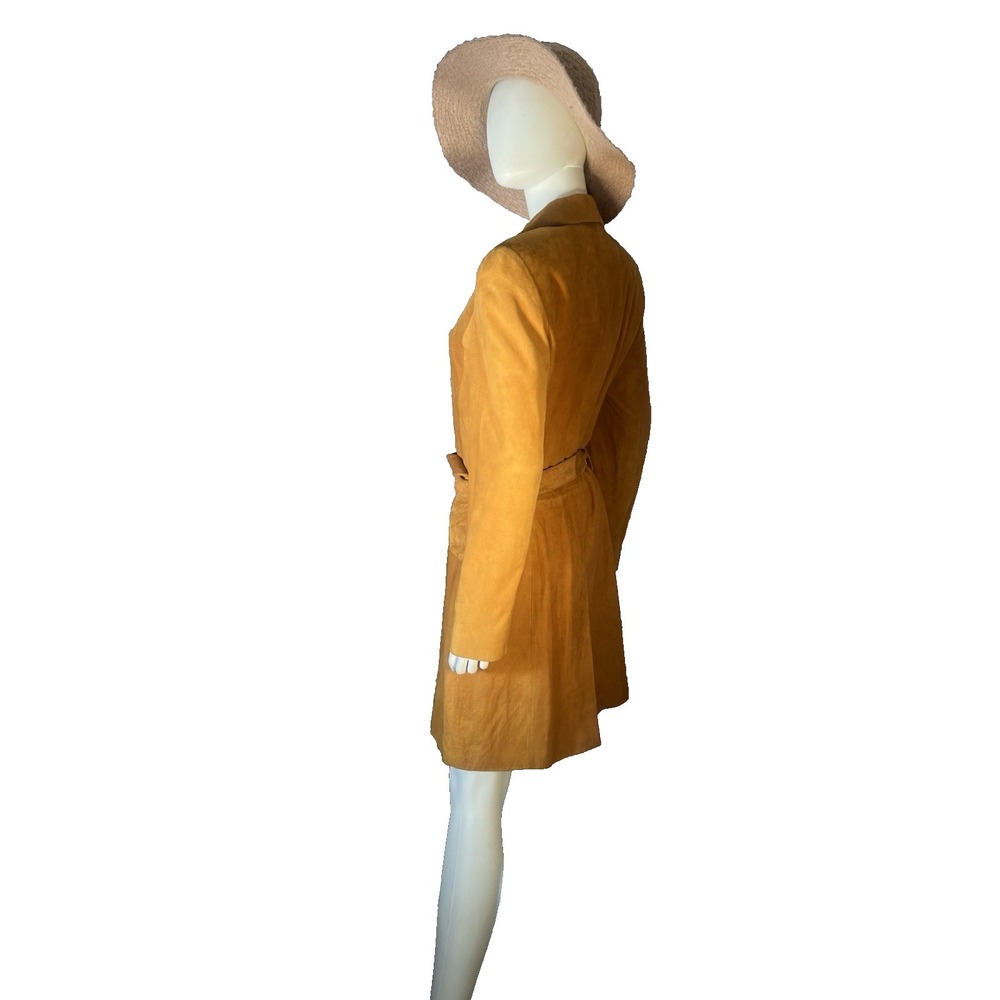 vtg fine suede coat jacket red beige womens sz 6 retro old money - Picture 7 of 10